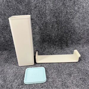 Vtg Tupperware Velveeta Cheese Block Keeper Tray Teal Lid 1969 Almond Base 1968